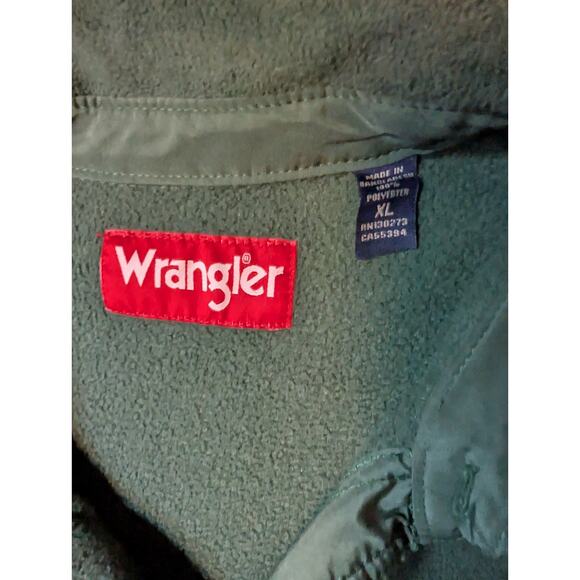 Wrangler Mens XL Vintage Long Sleeve Zip-Up Fleece Button Up Flannel Shirt Green - Picture 4 of 5